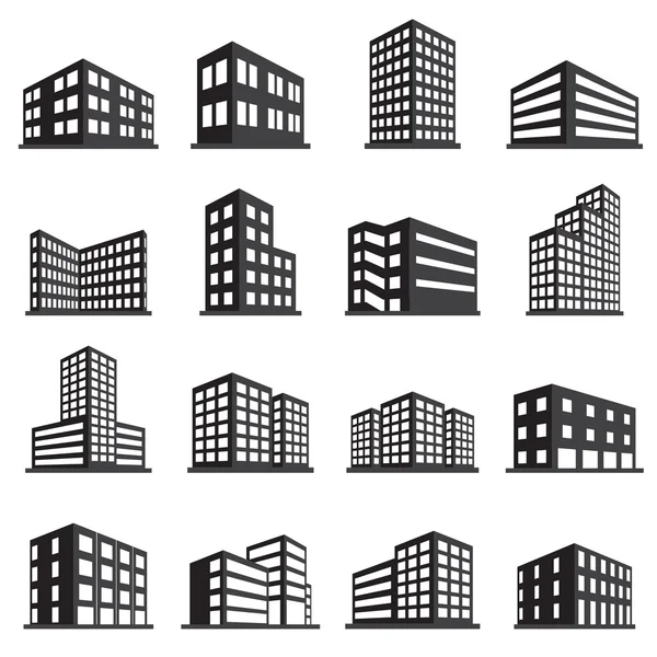 Buildings icon and office icon set — Stock Vector