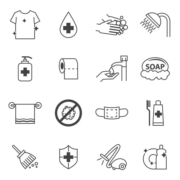 Hygiene and Cleaning icons set — Stock Vector