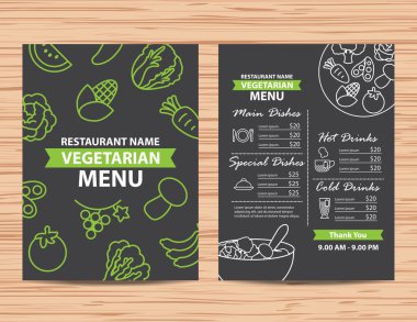 Restoran vejetaryen ve vegan sağlıklı menü tasarımı