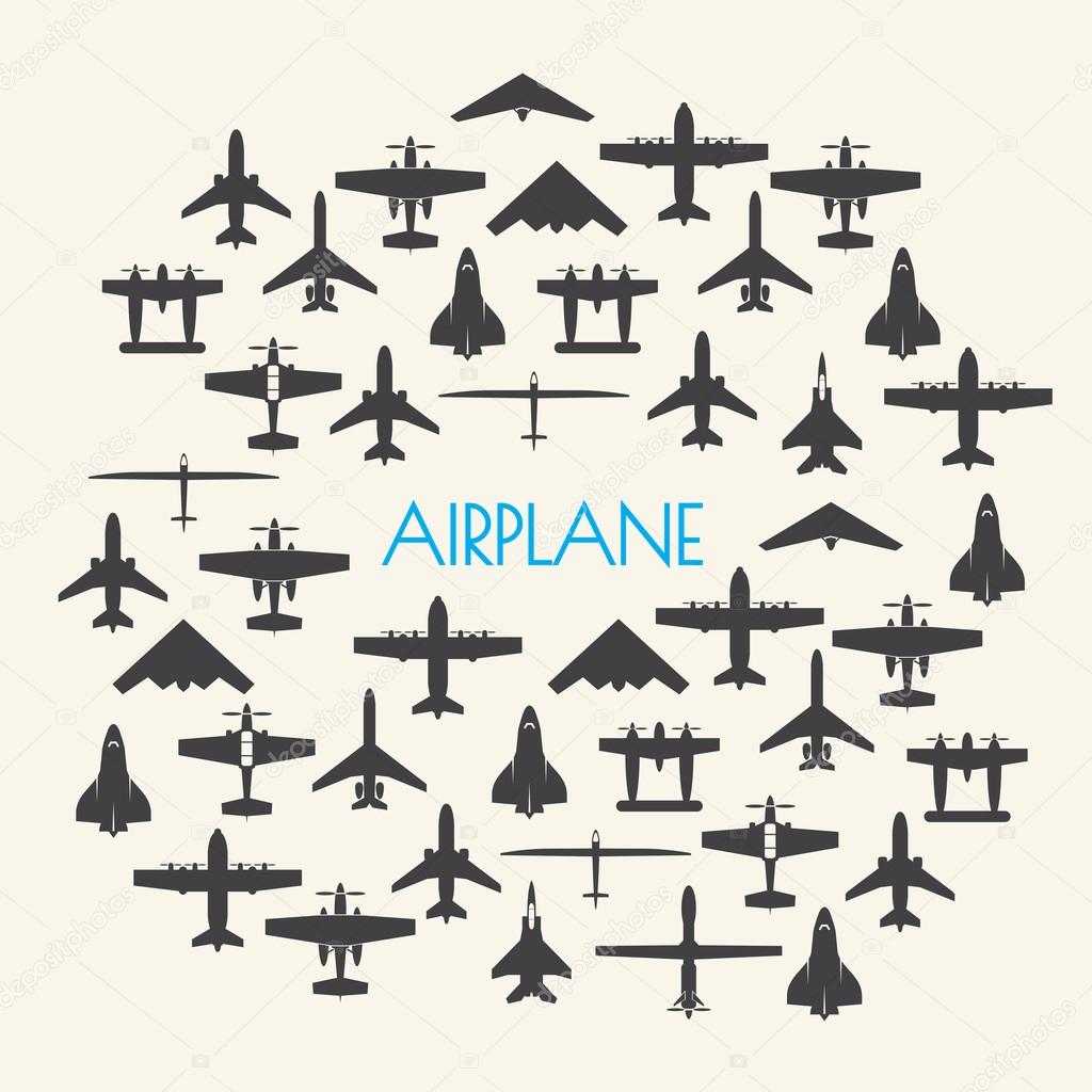  airplane icons set and Background