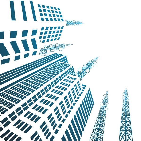 Antenner på byggnader i staden — Stock vektor