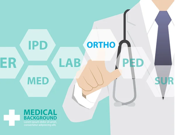 Médico que trabaja con tecnología virtual moderna, mano tou — Archivo Imágenes Vectoriales