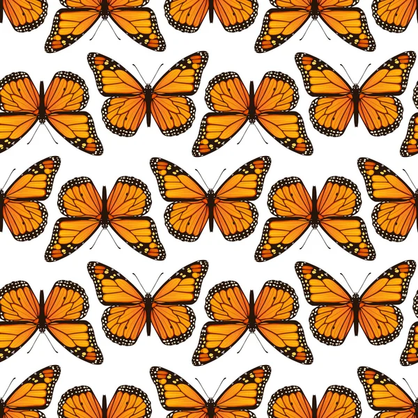 Seamless pattern with monarch butterflies — Stock Vector