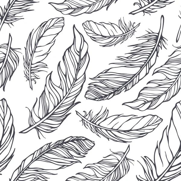 Motif sans couture avec plumes décoratives — Image vectorielle