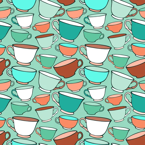 Seamless pattern with decorative cups — Stock Vector