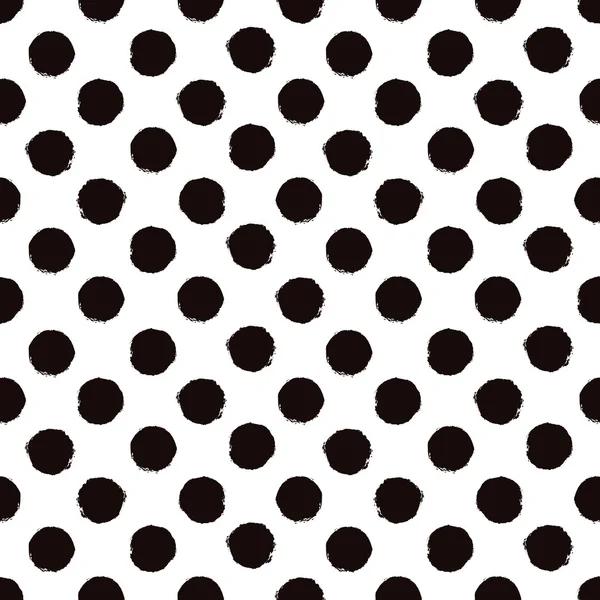 Polka dot svarta och vita målade seamless mönster — Stock vektor