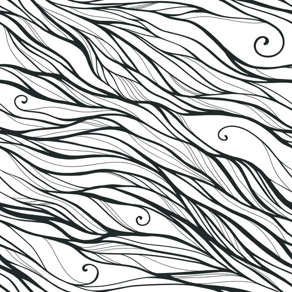 Pola mulus dengan ornamen gelombang corat-coret - Stok Vektor