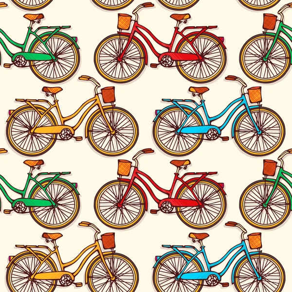 Seamless pattern with vintage bicycles — Stock Vector