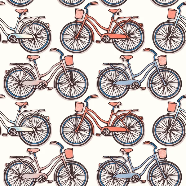 Seamless pattern with vintage bicycles — Stock Vector