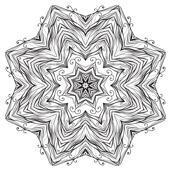 Rodada mandala caleidoscópica rendas ornamental fundo — Vetor de Stock