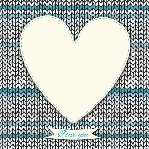 Knitted heart frame — Stock Vector