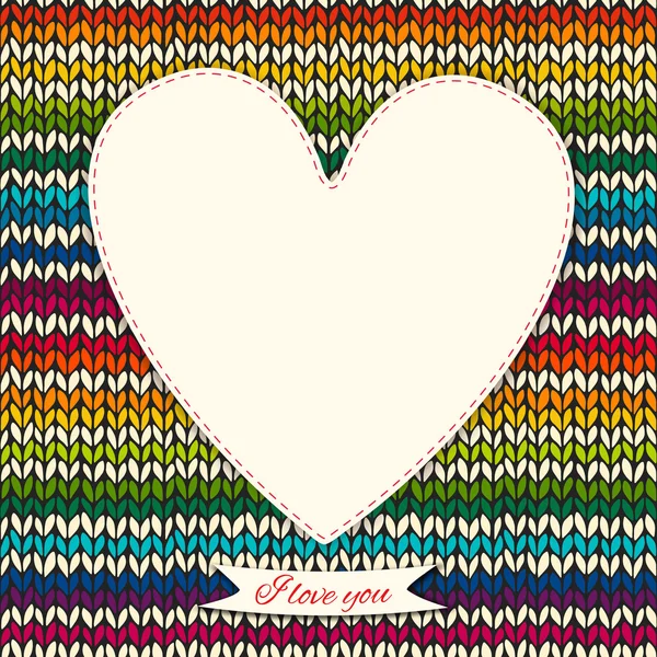 Knitted heart frame — Stock Vector