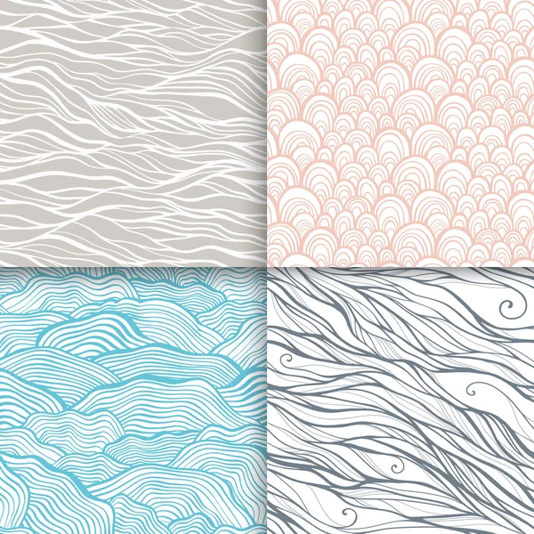 Doodle seamless patterns set — Stock Vector