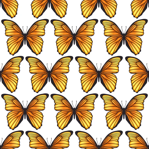 Seamless pattern with hand drawn butterflies — Stock Vector