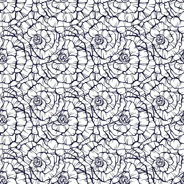Motif sans couture avec des roses décoratives dessinées à la main — Image vectorielle