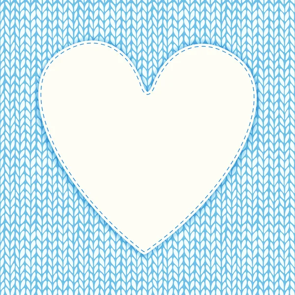 Seamless knitted background with heart frame — Stock Vector