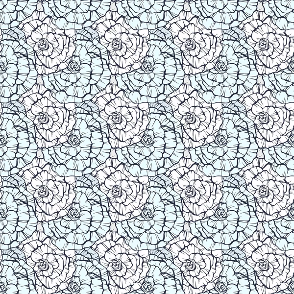 Motif sans couture avec des roses décoratives dessinées à la main — Image vectorielle