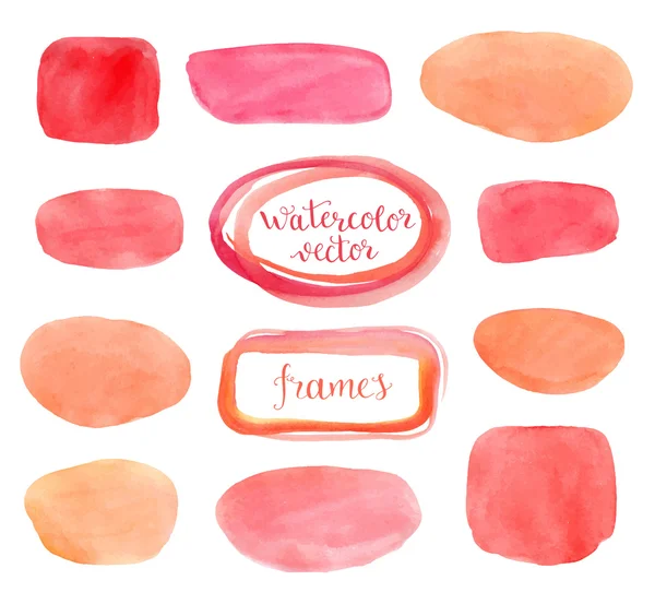 Watercolor hand painted frames set — Stock Vector