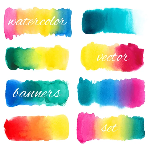 Watercolor hand painted banners set — Stock Vector