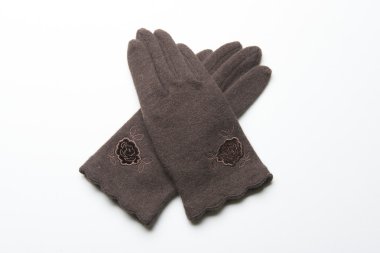 Yün örme eldiven beyaz arka plan üzerinde
