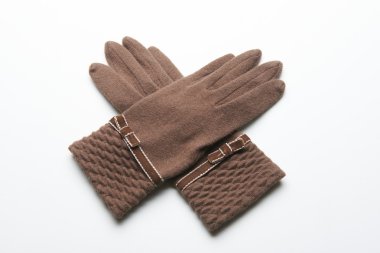 Yün örme eldiven beyaz arka plan üzerinde