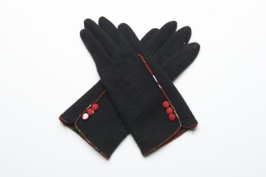 Yün örme eldiven beyaz arka plan üzerinde