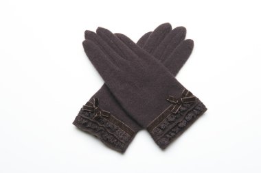 Yün örme eldiven beyaz arka plan üzerinde