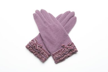 Yün örme eldiven beyaz arka plan üzerinde