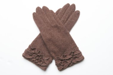 Yün örme eldiven beyaz arka plan üzerinde