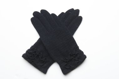 Yün örme eldiven beyaz arka plan üzerinde