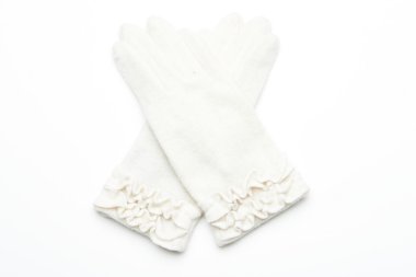 Yün örme eldiven beyaz arka plan üzerinde