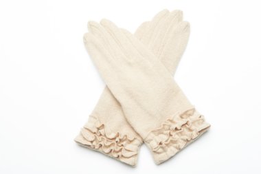 Yün örme eldiven beyaz arka plan üzerinde