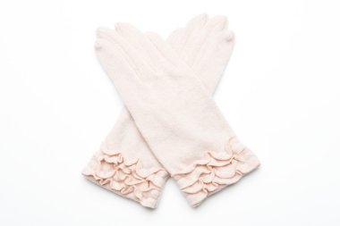 Yün örme eldiven beyaz arka plan üzerinde