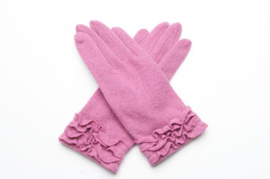 Yün örme eldiven beyaz arka plan üzerinde