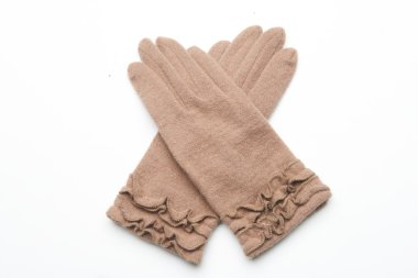 Yün örme eldiven beyaz arka plan üzerinde