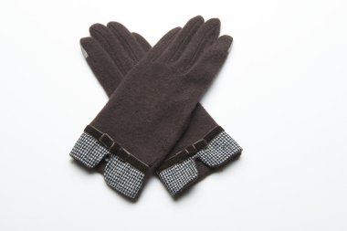 Yün örme eldiven beyaz arka plan üzerinde