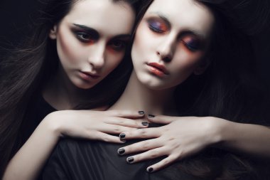 two beautiful young girls twins