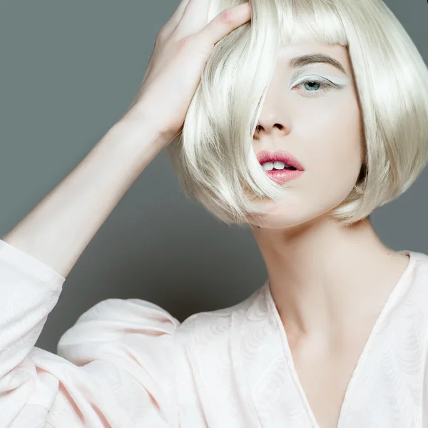 Young blond woman with short hair — Stock Photo, Image