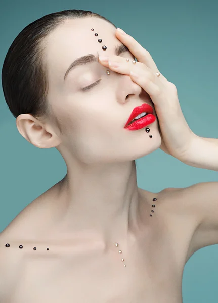 Model met moderne make-up — Stockfoto