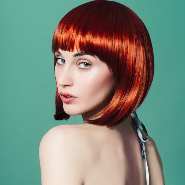 Beautiful young girl with red hair — Stock Photo, Image