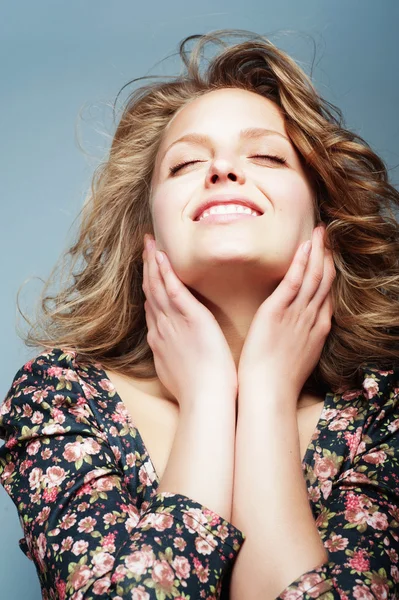 Happy and gentle blonde girl — Stock Photo, Image