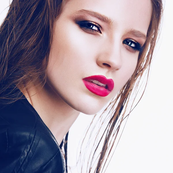 Girl with bright make-up  in a rock style — Stock Photo, Image