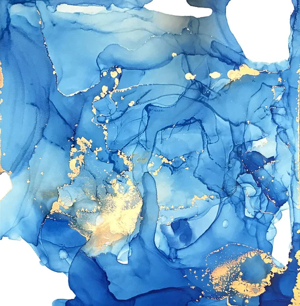 Textura Tinta Mármore Dourada Azul Arte Abstrata Brilho Fundo Luxo — Fotografia de Stock