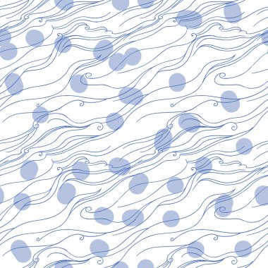 Vektör Dikişsiz soyut çizilmiş desen oryantal tarzı eğrileri ile