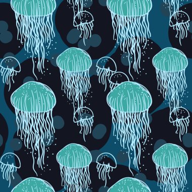 Sualtı kesintisiz deniz desen denizanası medusa ile.