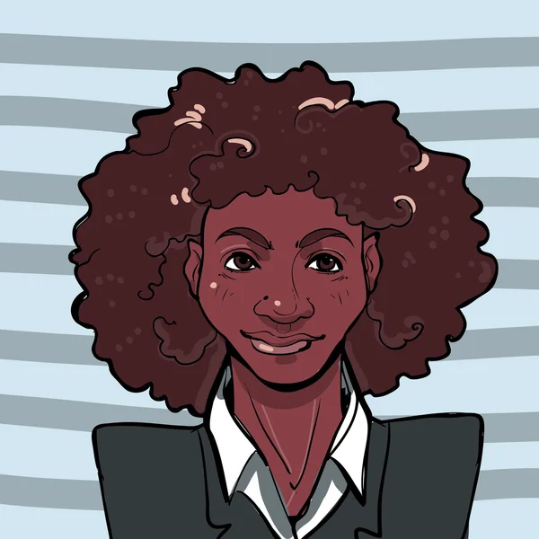 Vector illustration of a smiling young black businesswoman with afro. — Stock Vector