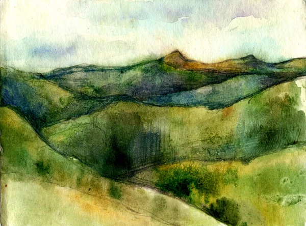 Góra ilustracja krajobraz akwarela. — Zdjęcie stockowe