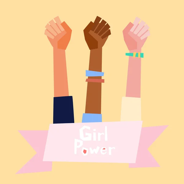 Girl power vector illustration in flat style.  Feminism symbol. — Stock Vector