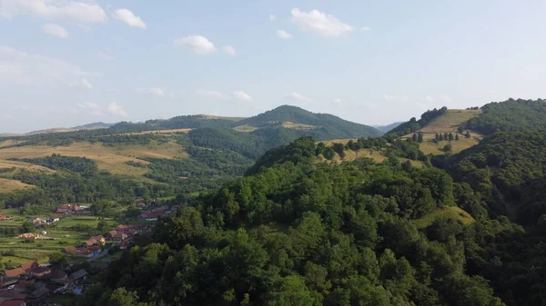 Panorama Avec Collines Forêt Village — Photo