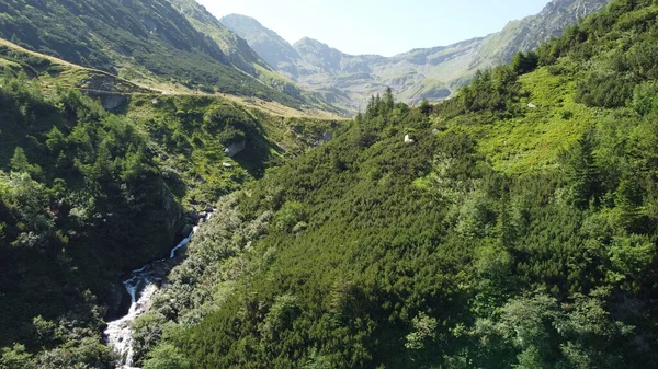 Dağdan akan büyük şelale. Çok yüksek akışlı bir şelale. Dağ manzarası. Şelale Balyası